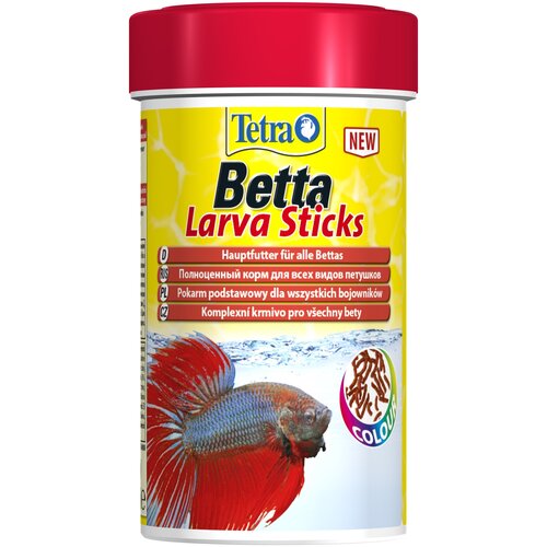 Tetra Betta LarvaSticks корм в форме мотыля для петушков и других лабиринтовых рыб, 100 мл