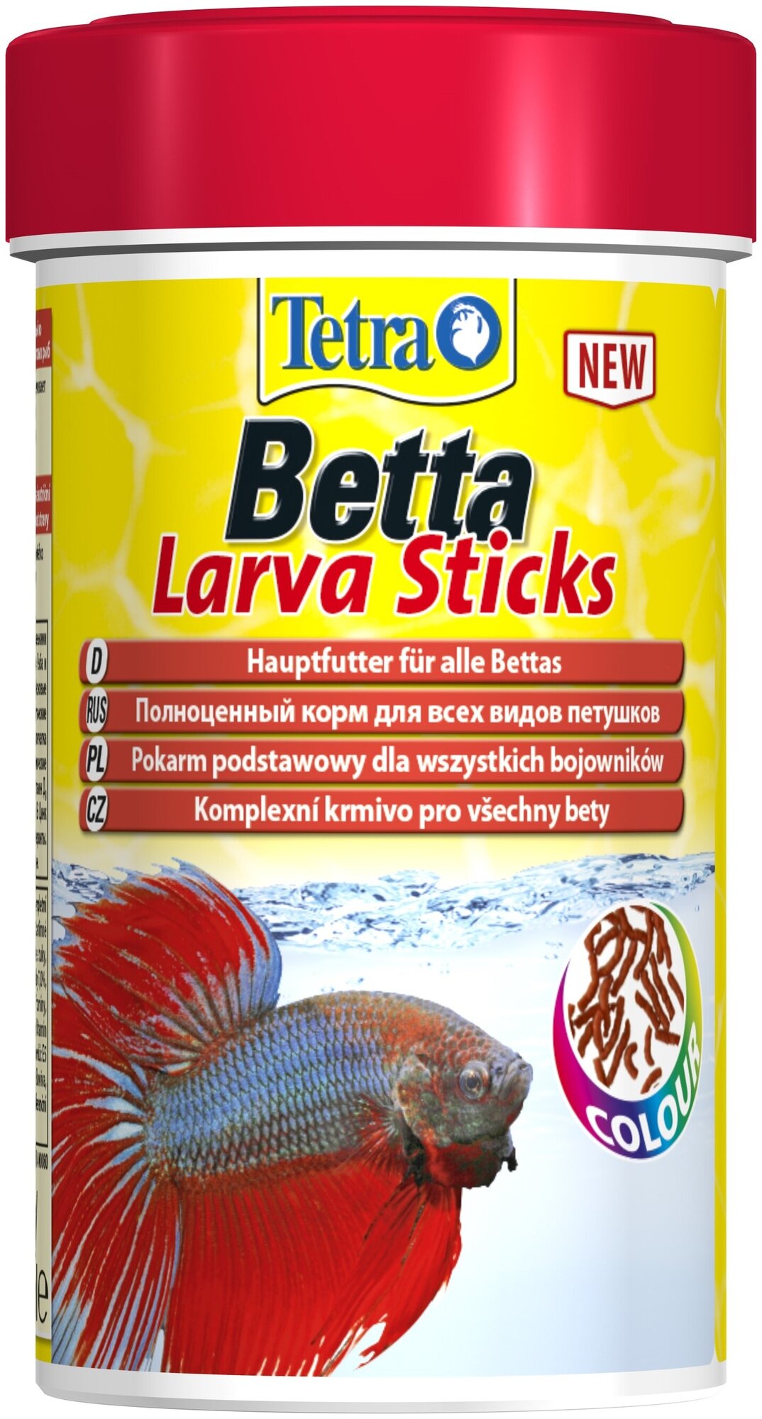 Tetra Betta LarvaSticks корм в форме мотыля для петушков и других лабиринтовых рыб 100 мл