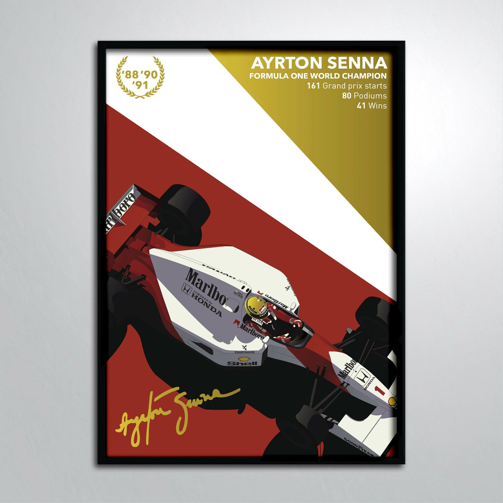 Постер в раме/Айртон Сенна F1 Ayrton Senna da Silva Золото