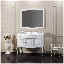 Мебель для ванной Opadiris Лаура 100 белая матовая, с раковиной из литьевого мрамора (тумба с раковиной + зеркало)
