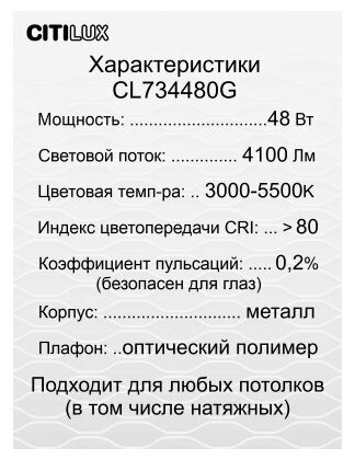 Потолочный светильник Citilux CL734480G - фотография № 15