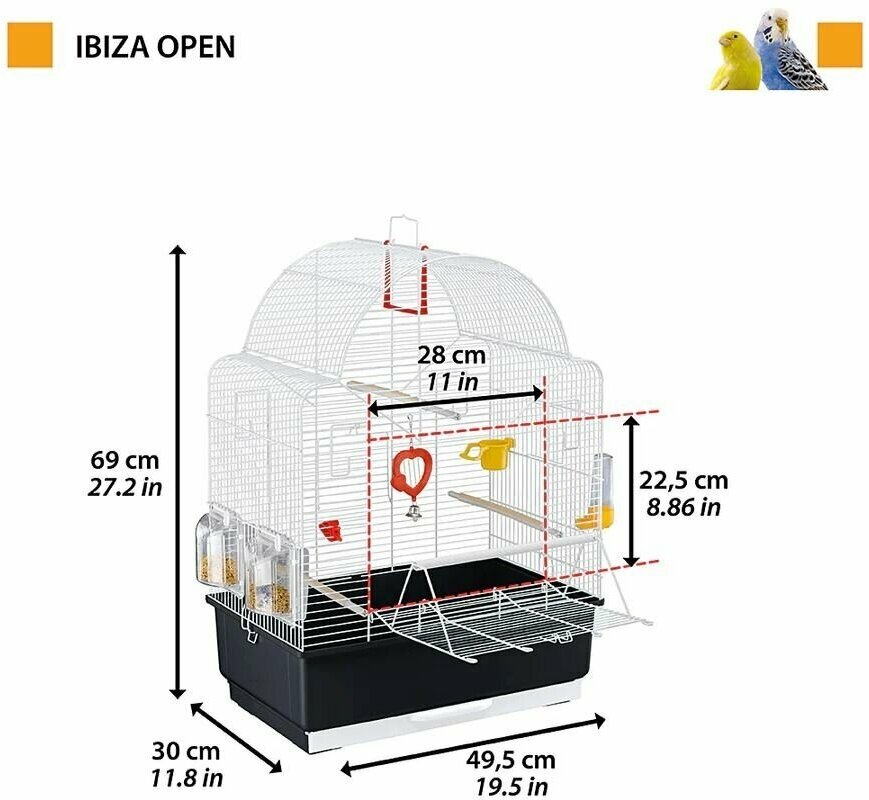 Ferplast клетка для птиц IBIZA OPEN, перламутровая (49х30х69 см) - фото №3