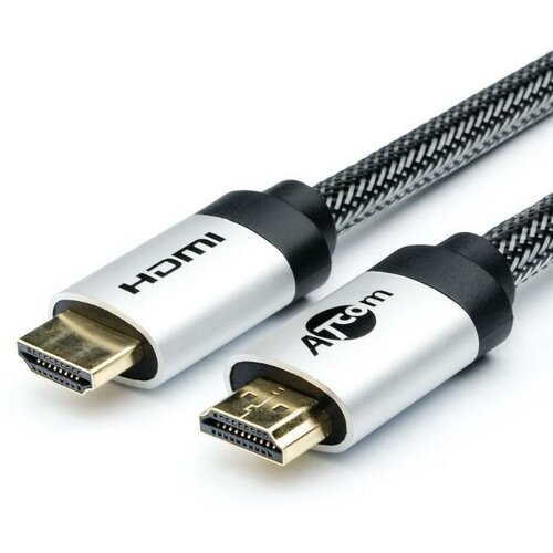 Кабель HDMI 3 м (HIGH speed, Metal gold, в чулке, в пакете)
