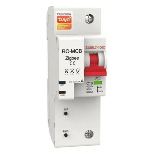 умный выключатель moes gang smart switch sensor w o grounding zs eu1 zigbee 100 240 в белый Умный выключатель MOES ZCB-SC-1P16, 16А, Zigbee, защита от перегрузки, голосовое управление