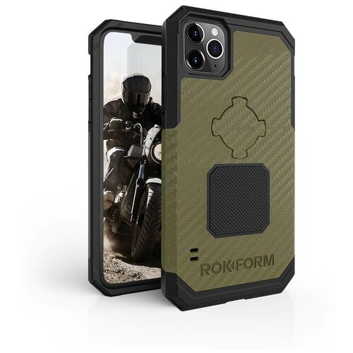 фото Противоударный чехол-накладка rokform rugged case для iphone 11 pro со встроенным магнитом.. материал: поликарбонат. цвет: зеленый.
