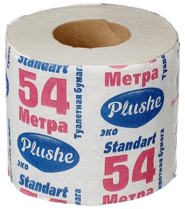 Туалетная бумага Plushe Эко Standart серая однослойная 54 м