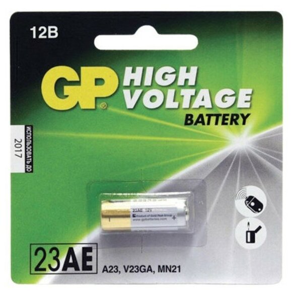 Батарейки GP High Voltage, 23AE, алкалиновая, для сигнализаций, 1 шт., в блистере, отрывной блок, 23AF-2C5
