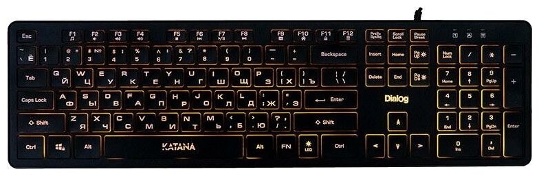 Dialog Katana Клавиатура Kk-ml17u Black - Multimedia с янтарной подсветкой клавиш Usb черная