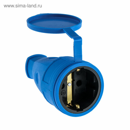 Розетка переносная 16-005 16 А 250 В IP44 с зк с заглушкой каучук синяя 557₽
