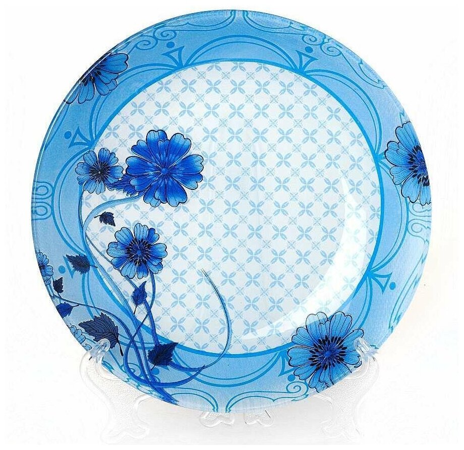 Тарелка столовая мелкая House & Holder "Blue Flowers", D=25 см