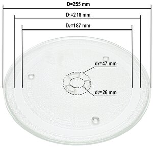 Тарелка для СВЧ микроволновой печи Samsung с креплением под коуплер, диаметр 255 мм, DE74-00027A