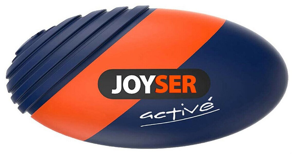 Игрушка JOYSER Active для собак Резиновый мяч регби с пищалкой M синий 15 см