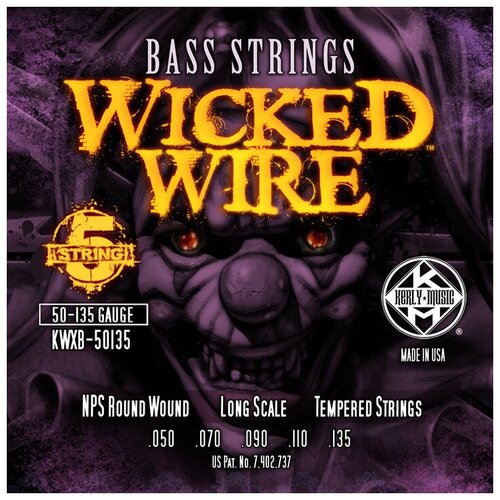 фото Струны для 5-ти струнной бас-гитары kerly music kxwb-50135 wicked wire nickel plated steel tempered 5 strings