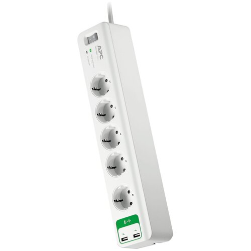 Сетевой фильтр APC PM5U-RS by Schneider Electric, 5 розеток, 1.8 м, с/з, 10А / 2300 Вт белый