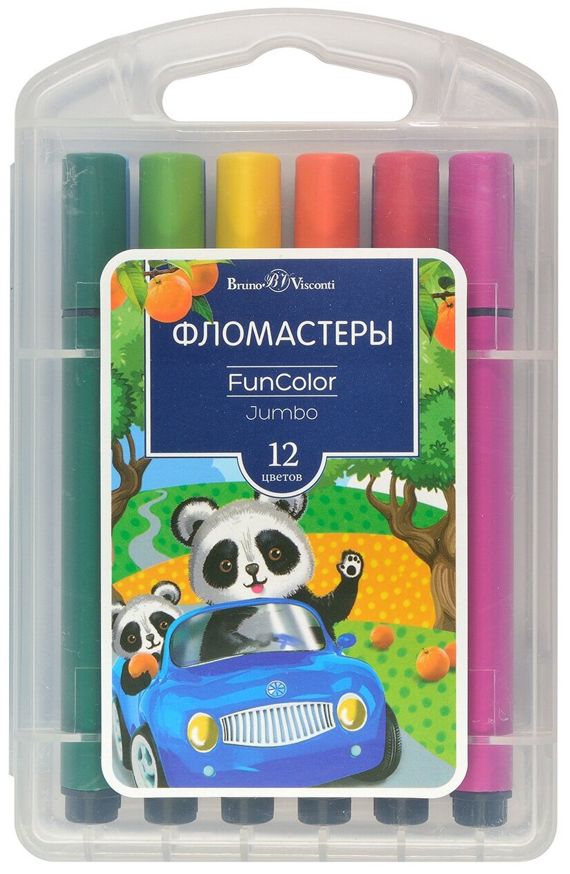 Фломастеры утолщенные "FUNCOLOR JUMBO" 12 ЦВ. в пластиковом пенале 32-0041