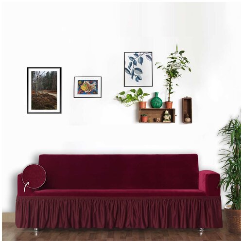 фото Чехол для дивана трехместный bruge бордовый arya
