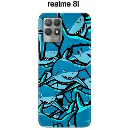 Чехол Realme 8i/Чехол для Реалми 8ай с Принтом голубой