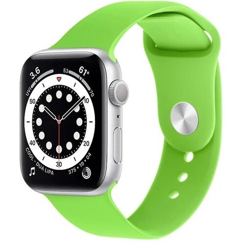 Ремешок для Apple Watch (42/44/45/49) Series 1-8, SE, Ultra, силиконовый, салатовый