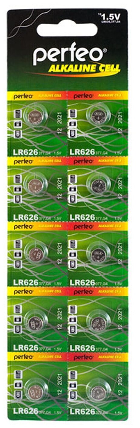 Батарейка Perfeo LR626/10BL Alkaline Cell 377A AG4 (10 шт. в уп-ке) - фото №1