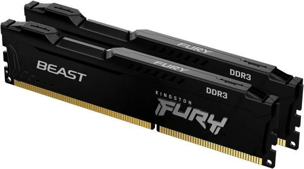 Оперативная память для компьютера 8Gb (2x4Gb) PC4-14900 1866MHz DDR3 DIMM CL10 Kingston FURY Beast Black (KF318C10BBK2/8)