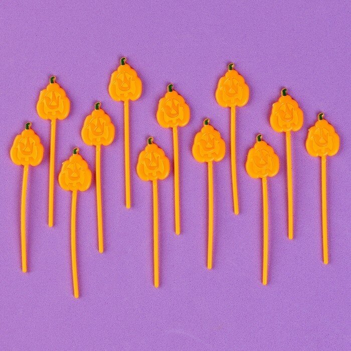 Шпажки «Тыква», в наборе 12 штук, цвет оранжевый - фотография № 2