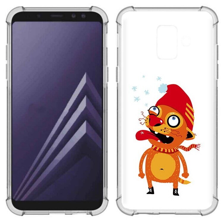 Чехол задняя-панель-накладка-бампер MyPads Зимний кот для Samsung Galaxy A6 (2018) SM-A600F противоударный