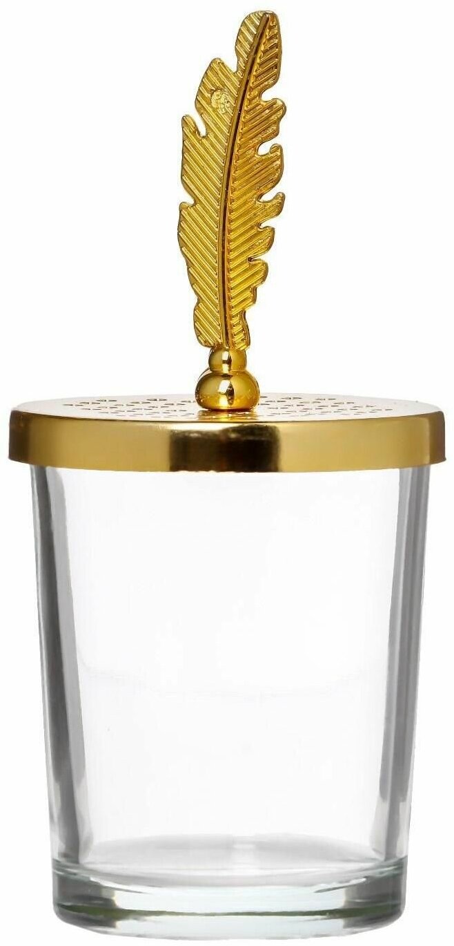 --- Подсвечник стекло на 1 свечу "Пёрышко" золото 11х5,5х5,5 см - фотография № 9