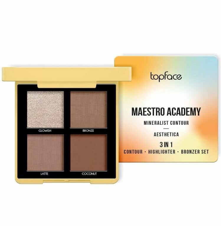 Topface Палитра Maestro Academy Mineralist Contour 3 в 1 контур, хайлайтер, бронзатор РТ268, тон 001 aesthetica