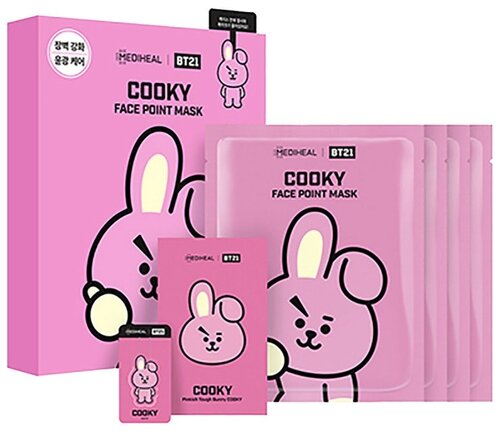 MEDIHEAL BT21 точечная тканевая маска Face Point Mask Cooky Укрепление кожного барьера и сияние, 20 мл