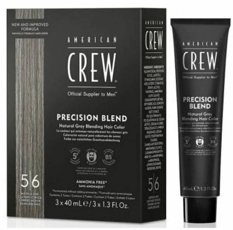 American Crew Precision Blend - Краска для седых волос пепельный оттенок 5/6 3*40 мл