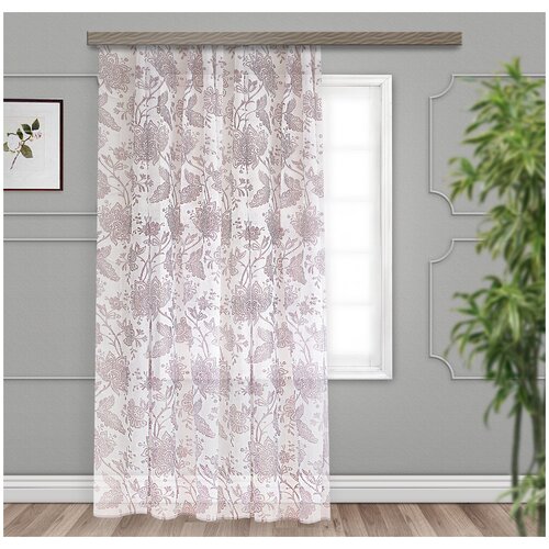 фото Штора тюль- печать королевский цветок 200*260 см белый witerra