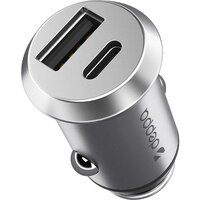 АЗУ USB A + USB-C, PD, QC 3.0, 38W, серебристый, крафт, Deppa 11212-OZ