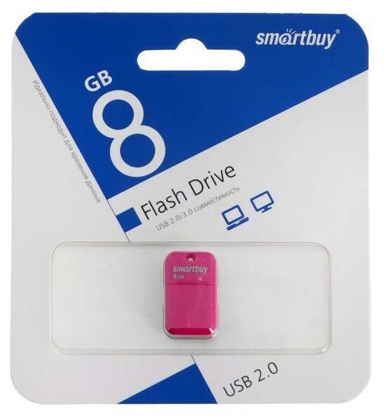 Флешка SmartBuy ART Pink, 8 Гб, USB 2.0, чт до 25 Мб/с, зап до 15 Мб/с, розовая