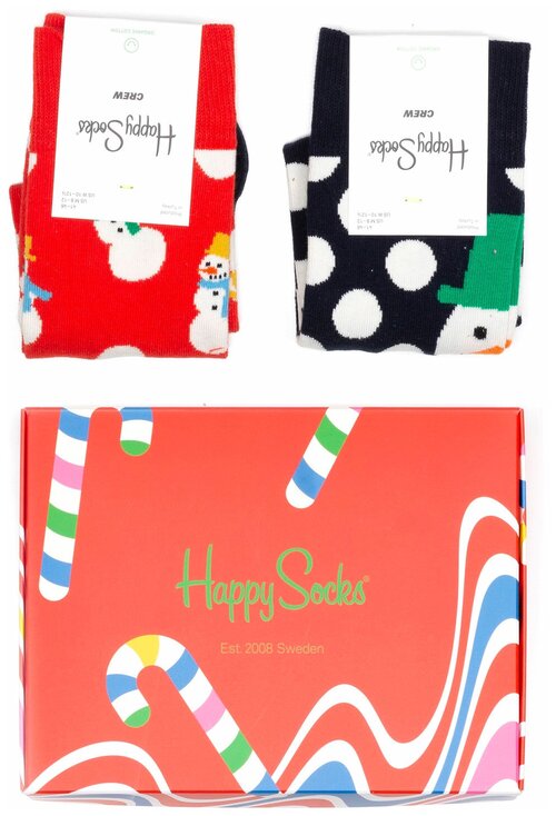 Женские носки Happy Socks средние, фантазийные, на Новый год, размер 36-40, черный, красный