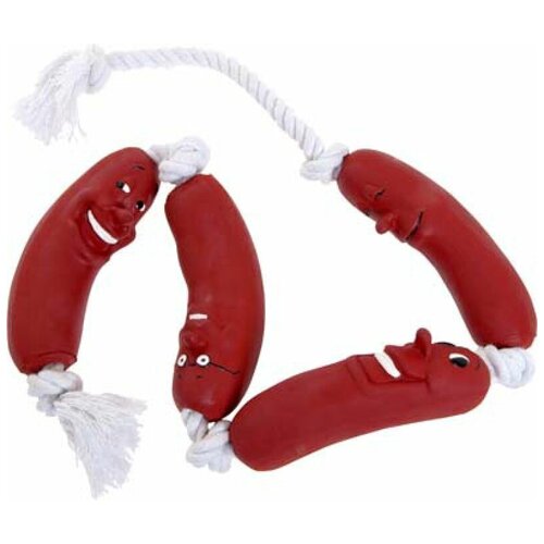 [285.1.47935] Flamingo Игрушка для собак сосиски латексные на веревке 72 см