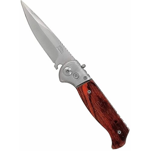 Складной автоматический нож Pirat A507, деревянная рукоять, чехол, длина клинка: 8,7 см