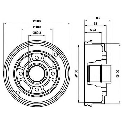 Тормозной Барабан, Задняя Ось HELLA арт. 8DT355300-351