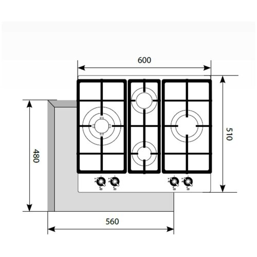 Газовая варочная панель LEX GVG 6043C IV LIGHT белый антик 2509000₽