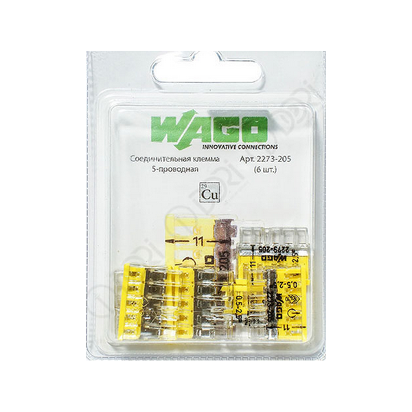 Wago 2273-205 Клемма 5-проводная соединительная для распределительных коробок (упаковка 6шт) 2568 (7 шт.)