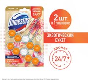 Domestos Aroma Lux Duo арома-блок для очищения унитаза Экзотический букет, блокировка неприятного запаха 2 х 50 гр