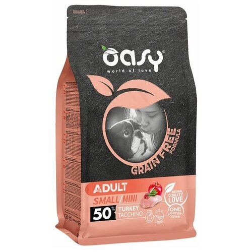 Сухой корм для собак Oasy OAP, беззерновой, индейка 1 уп. х 1 шт. х 2.5 кг (для мелких и карликовых пород)