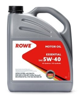 HC-синтетическое моторное масло ROWE ESSENTIAL SAE 5W-40, 5 л, 5 л