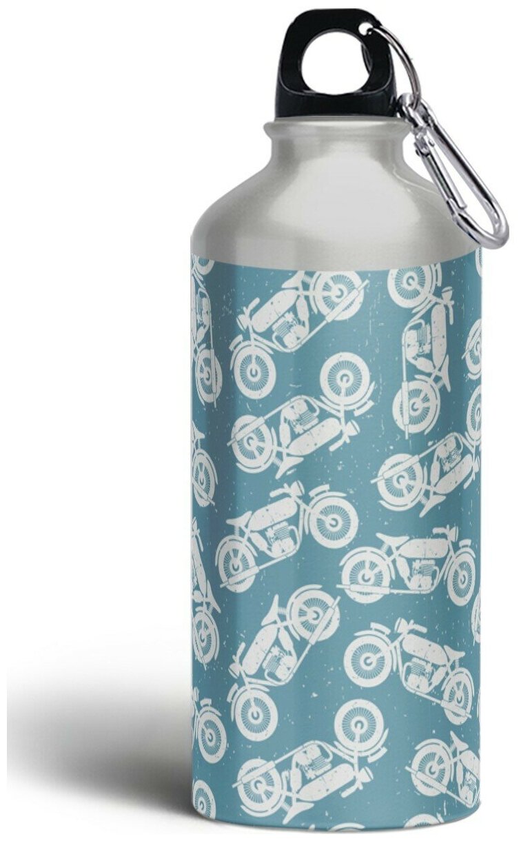 Бутылка спортивная,туристическая фляга, 500мл с карабином Спорт мотоциклы - 367