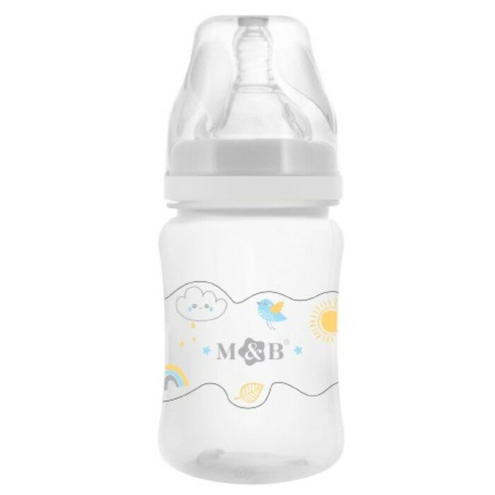 Mum&Baby Бутылочка для кормления, широкое горло, 150 мл, цвет белый