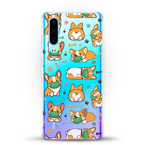 фото Силиконовый чехол корги в масках на huawei p30 andy & paul