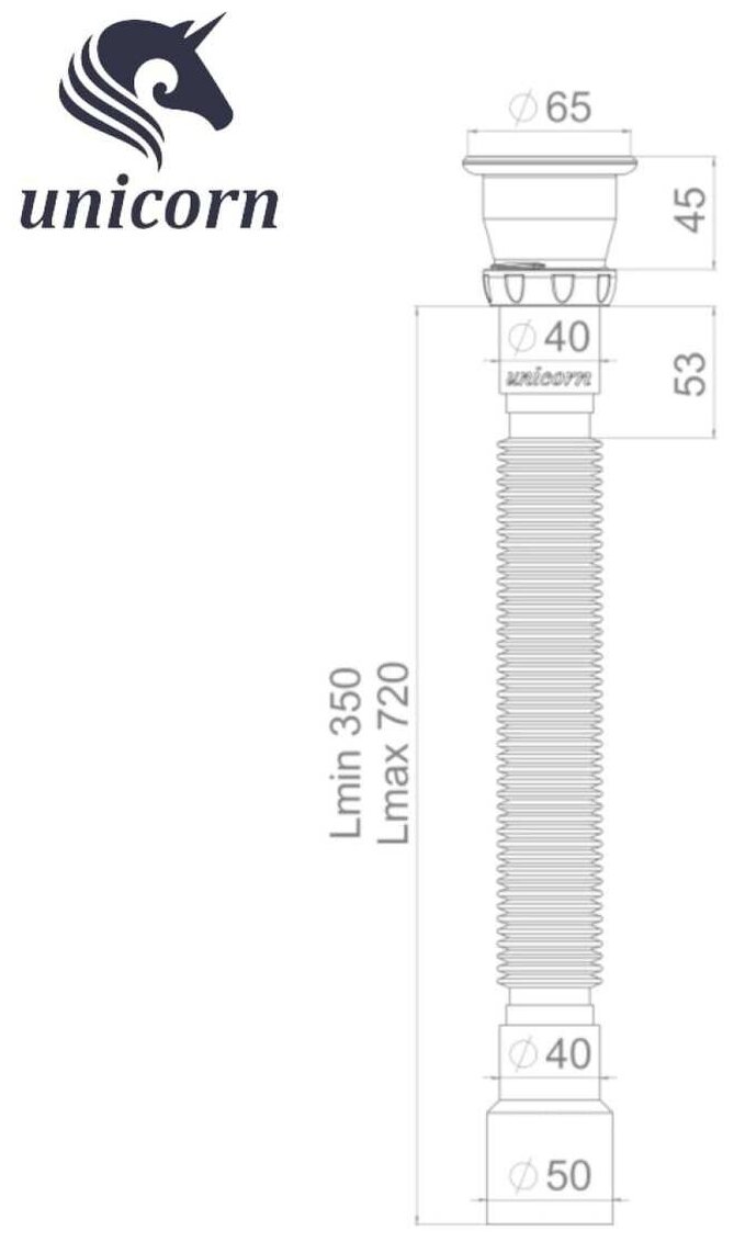 Сифон гофрированный унив. D220 800 мм 1.1/2"х40/50 (нержавеющий выпуск, винт 80) Юникорн - фотография № 7