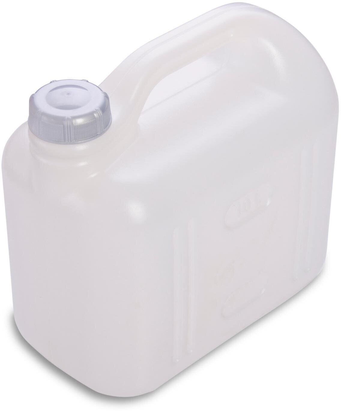 Канистра 10 л, белая, герметичная тара незаменима для удобной транспортировки различных жидкостей: соков, воды, молочной продукции, этилового спирта, олифы.