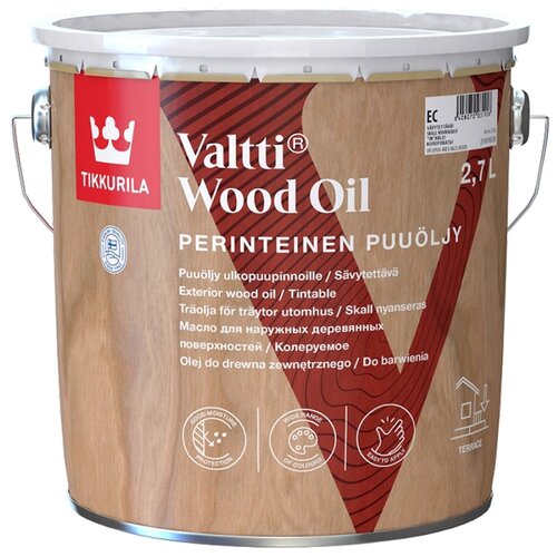 фото Масло tikkurila valtti wood oil, бесцветный, 2.7 л