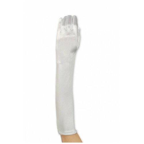 Белые атласные перчатки (48 см) (16763)