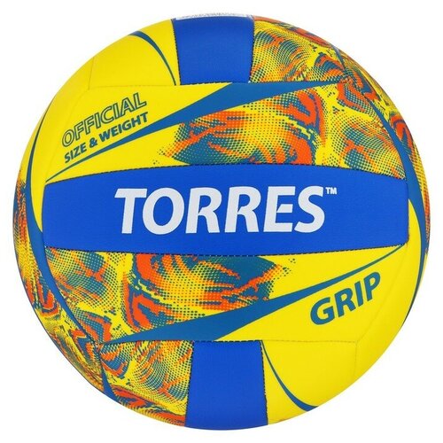 Мяч вол. TORRES Grip Y арт. V32185, р.5, синт. кожа (ТПУ), маш. сшивка, бут. камера, желто-син
